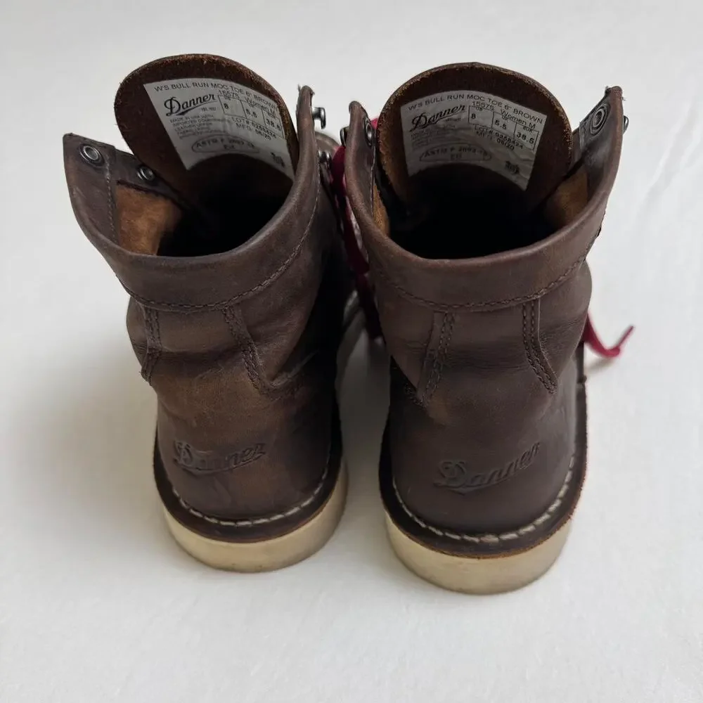 Danner Bull Run Moc Toe 6" Brown Leather Lace Up Boots Style 15575 Size US 8 - Picture 4 of 8